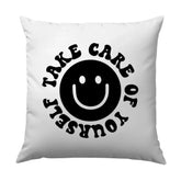 Take Care of Yourself Pillow, Smiley Face, Motivation, Self Care Decor, Positive Vibes Gift, Inspirational Pillow - Tawshia